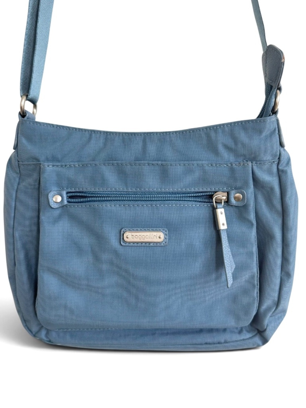 Baggallini True Classic Uptown Crossbody Shoulder Bag Slate Blue RFID Pouch